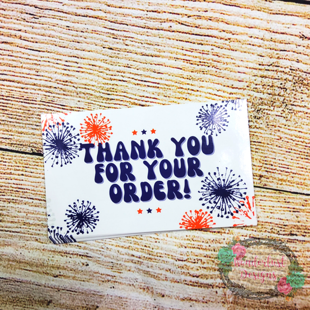 3x6 -Thank you cards- Fourth of July (50 pack)