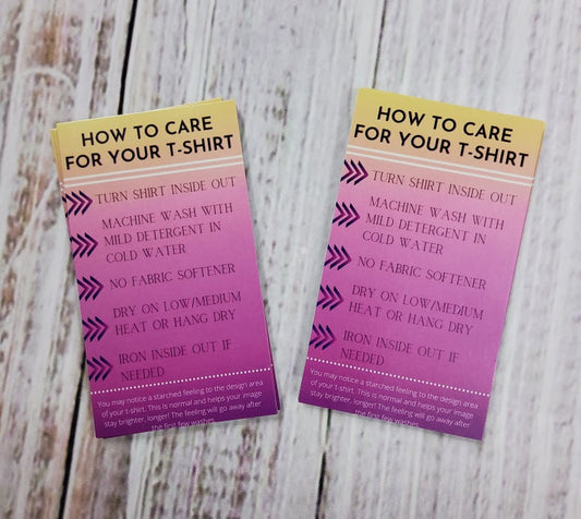3.5x2 -T-shirt Care Cards (50 pack)
